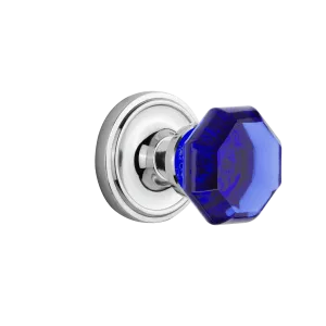 Classic Rosette with Cobalt Waldorf Knob in Bright Chrome