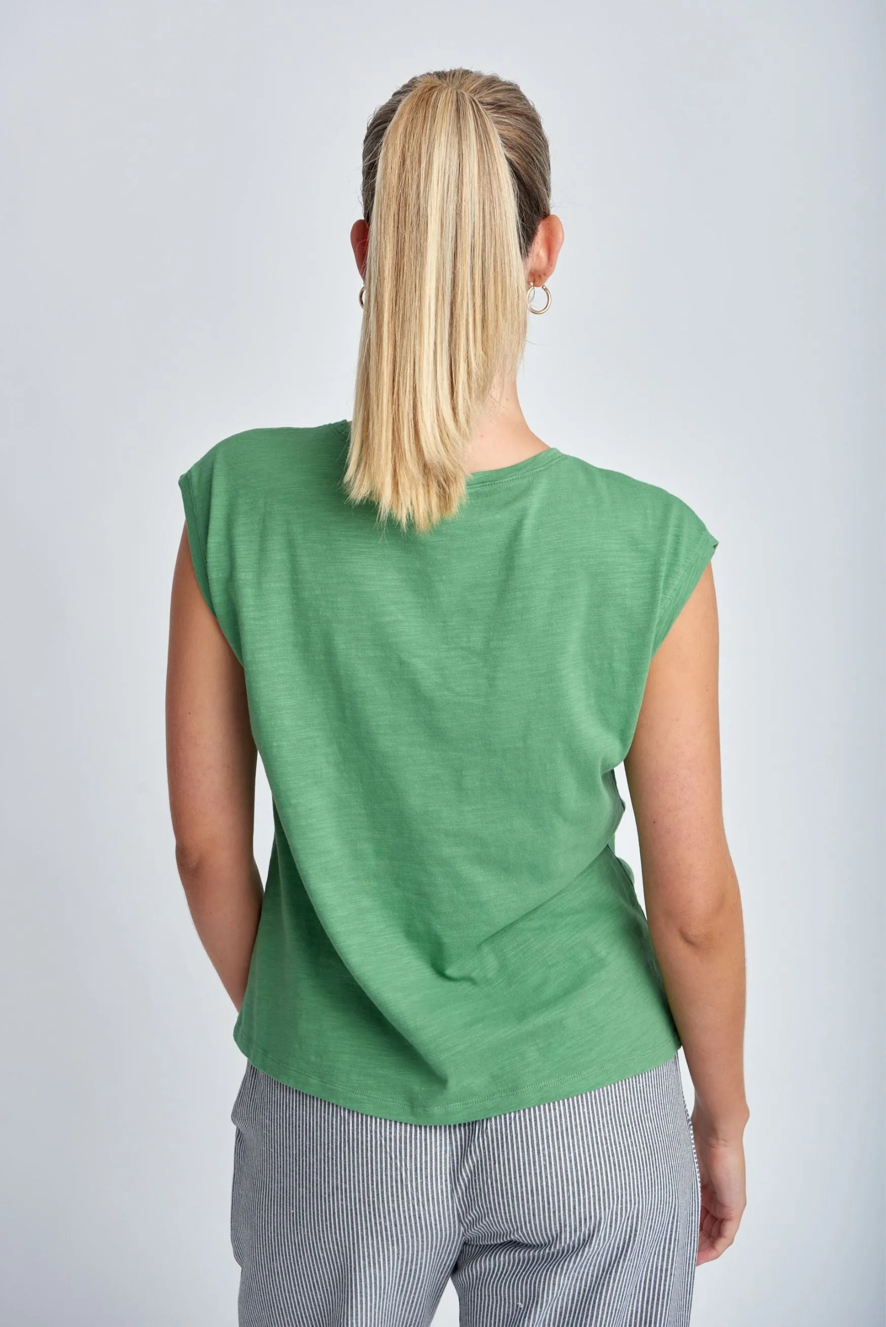 Cotton Sleeveless Tee Palm Green