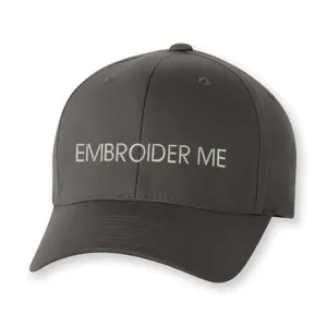 Custom Text Embroidered Dark Grey Flex-Fit Cap