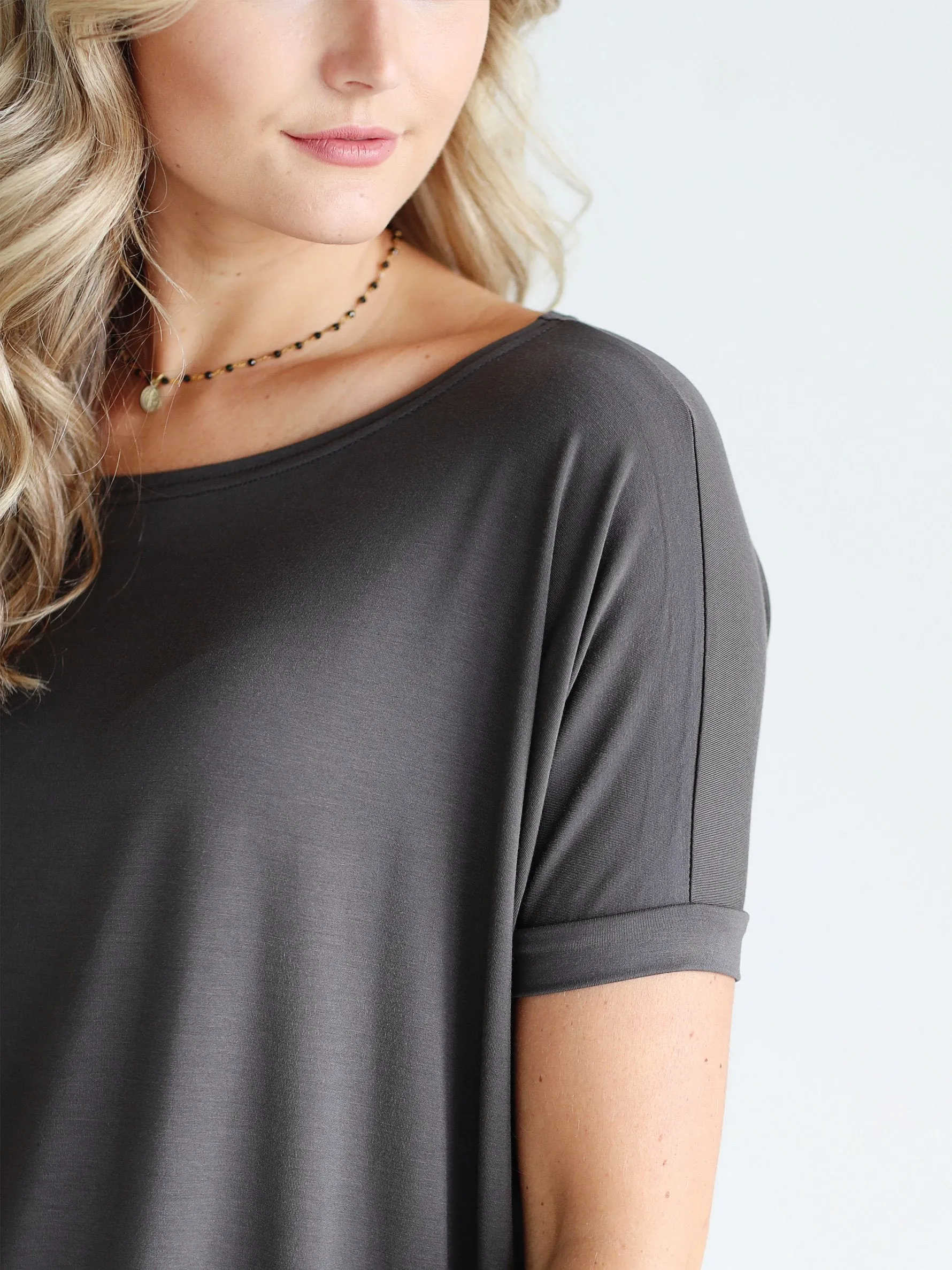 Dark Gray Short Sleeve Top