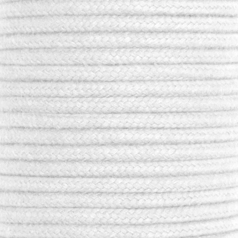 Dip Dyed Braided Cotton Cord - WHITE SNOW - 3/16"(5mm) - 50 FEET