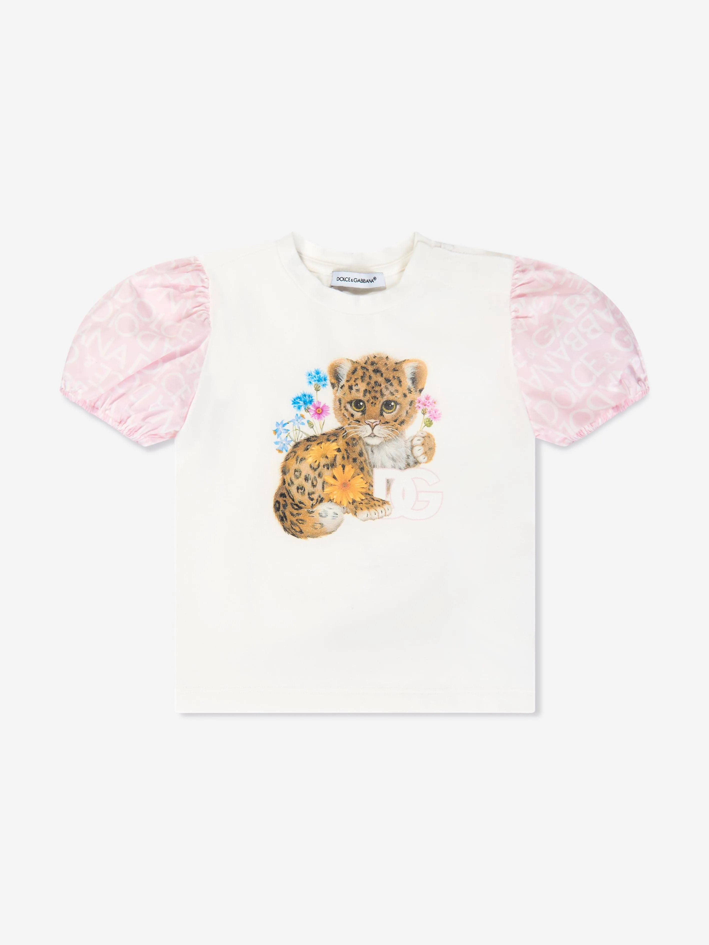 Dolce & Gabbana Baby Girls Leopard Cub T-Shirt in White