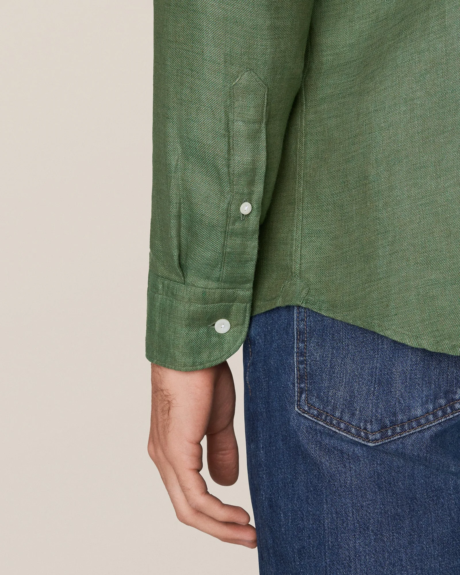 ETON 10000321768 GREEN SLIM LINEN SC SHIRT