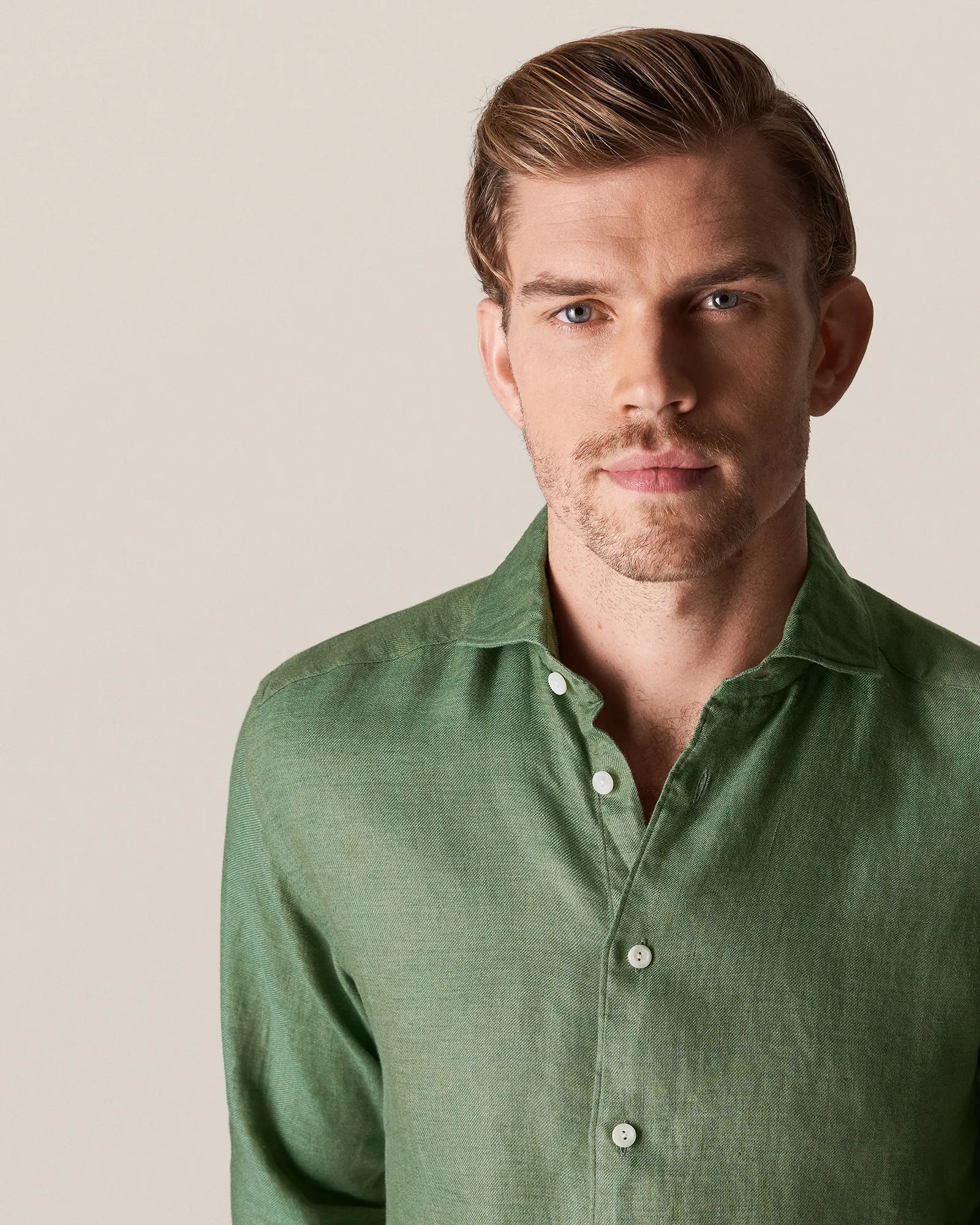 ETON 10000321768 GREEN SLIM LINEN SC SHIRT