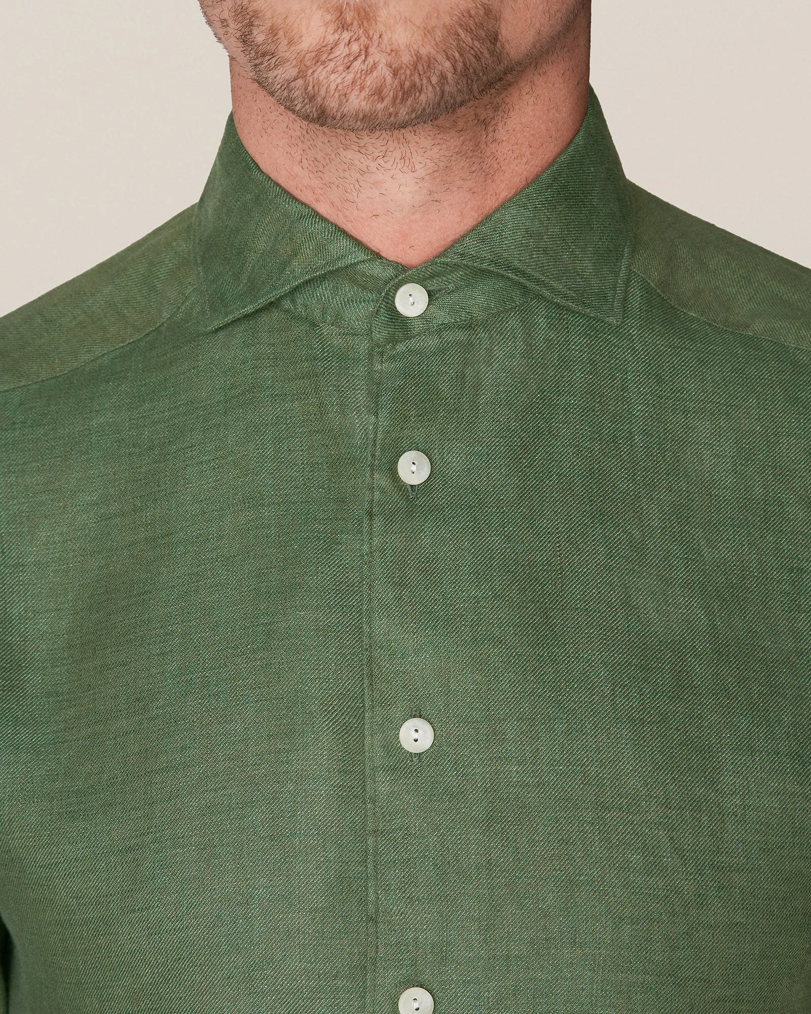 ETON 10000321768 GREEN SLIM LINEN SC SHIRT