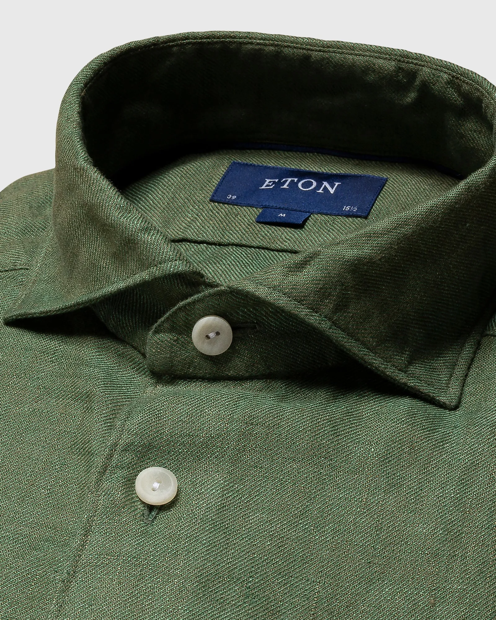 ETON 10000321768 GREEN SLIM LINEN SC SHIRT