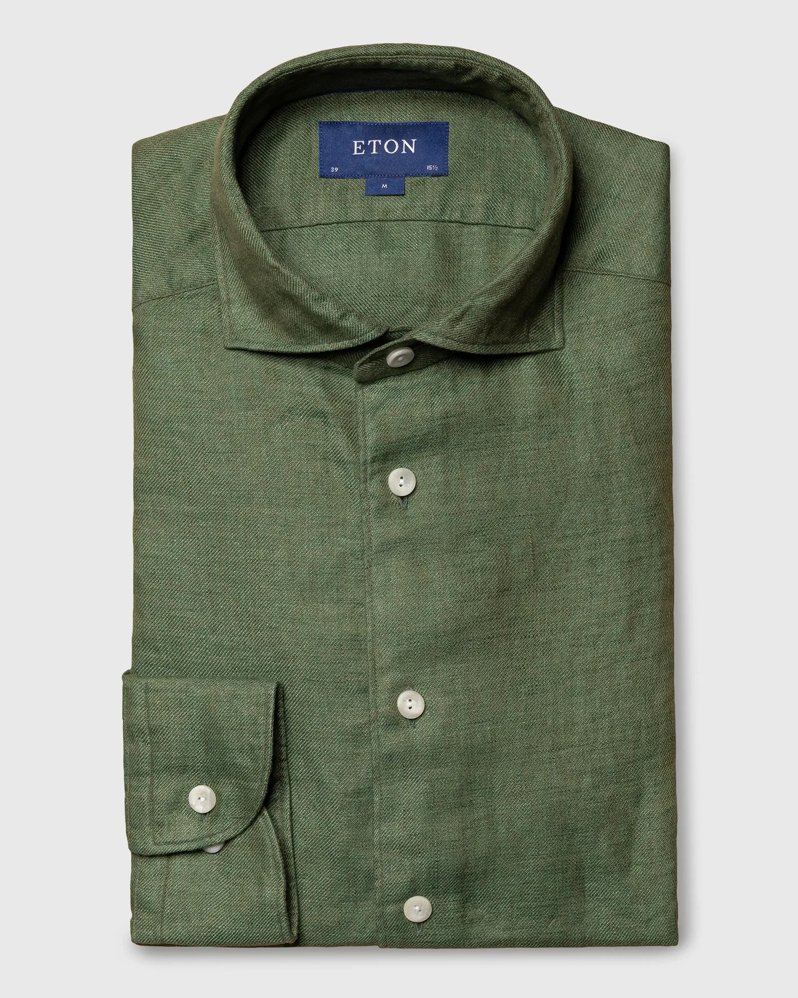 ETON 10000321768 GREEN SLIM LINEN SC SHIRT