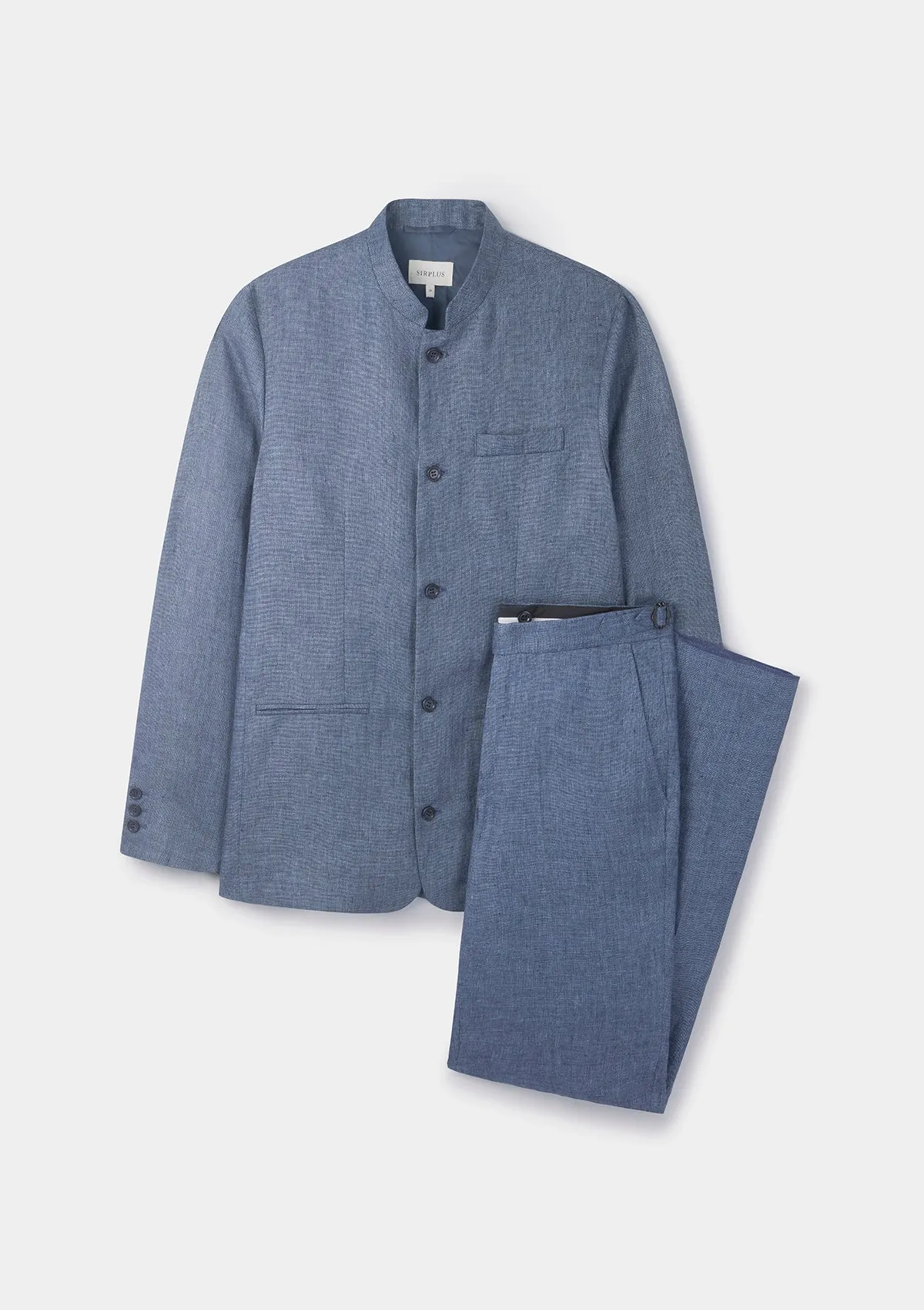 French Blue Linen Nehru Jacket