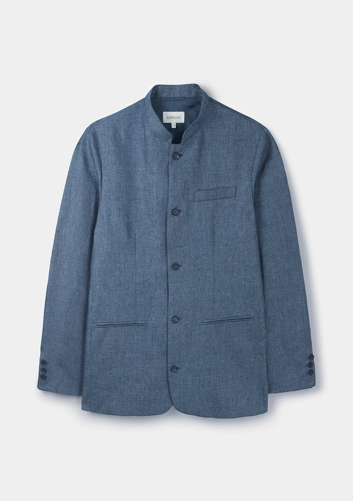 French Blue Linen Nehru Jacket