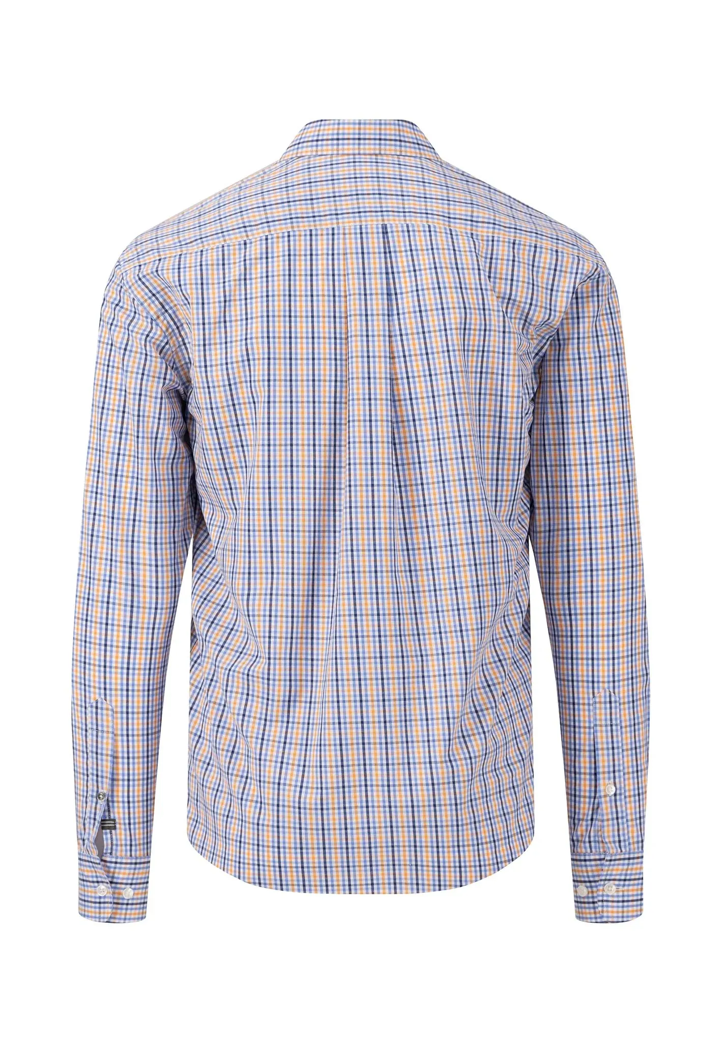 FYNCH HATTON Pure Cotton Shirt - Men's – Blue / Papaya Check