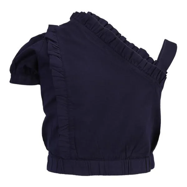 GIRLS NAVY BLUE ONE SHOULDER BLOUSE