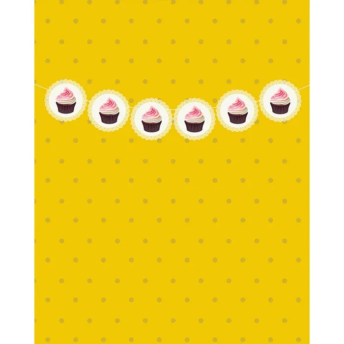 Golden Cupcake Banner Printed Backdrop