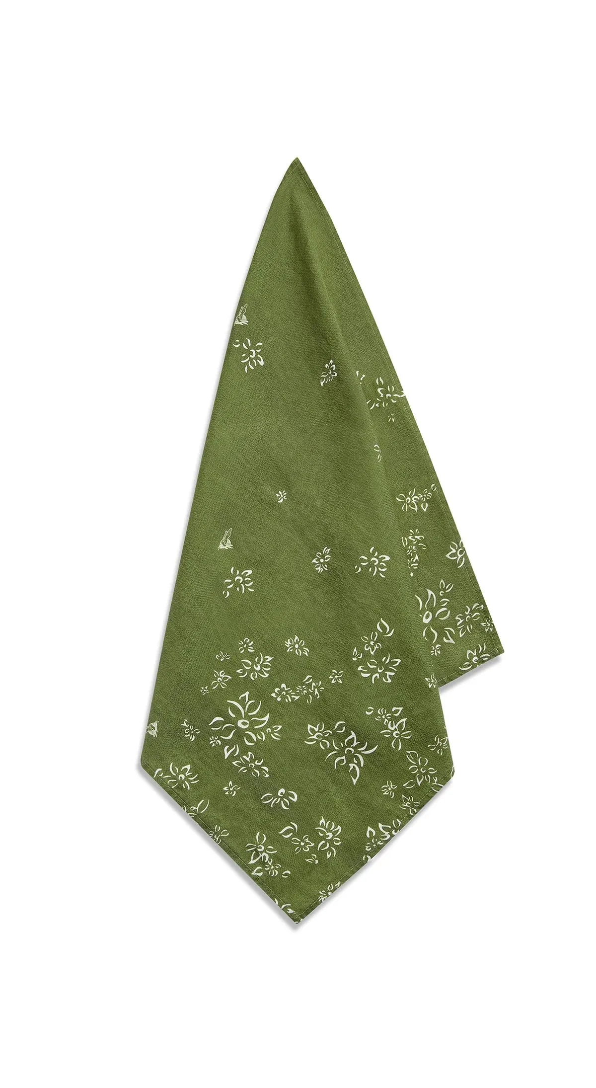 Green & White  Falling Flower Dinner Napkins