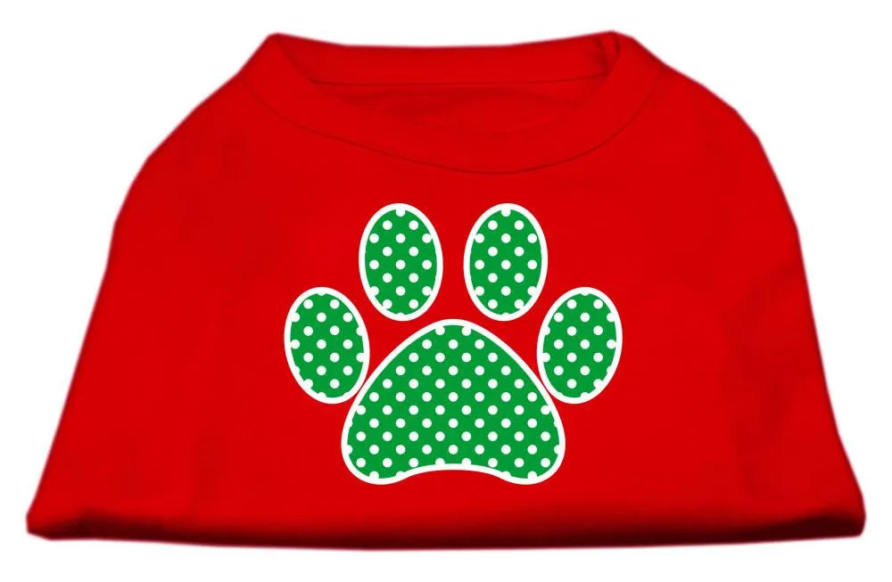 Green Swiss Dot Paw Screen Print Shirt Red XXL (18)