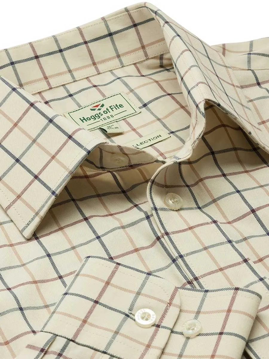 HOGGS OF FIFE Ambassador Premier Tattersall Shirt - Mens - Ivory & Navy