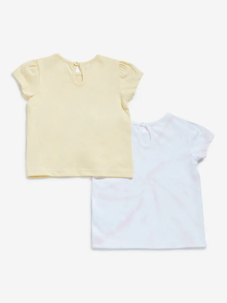 HOP Baby White & Yellow T-Shirts - Pack of 2