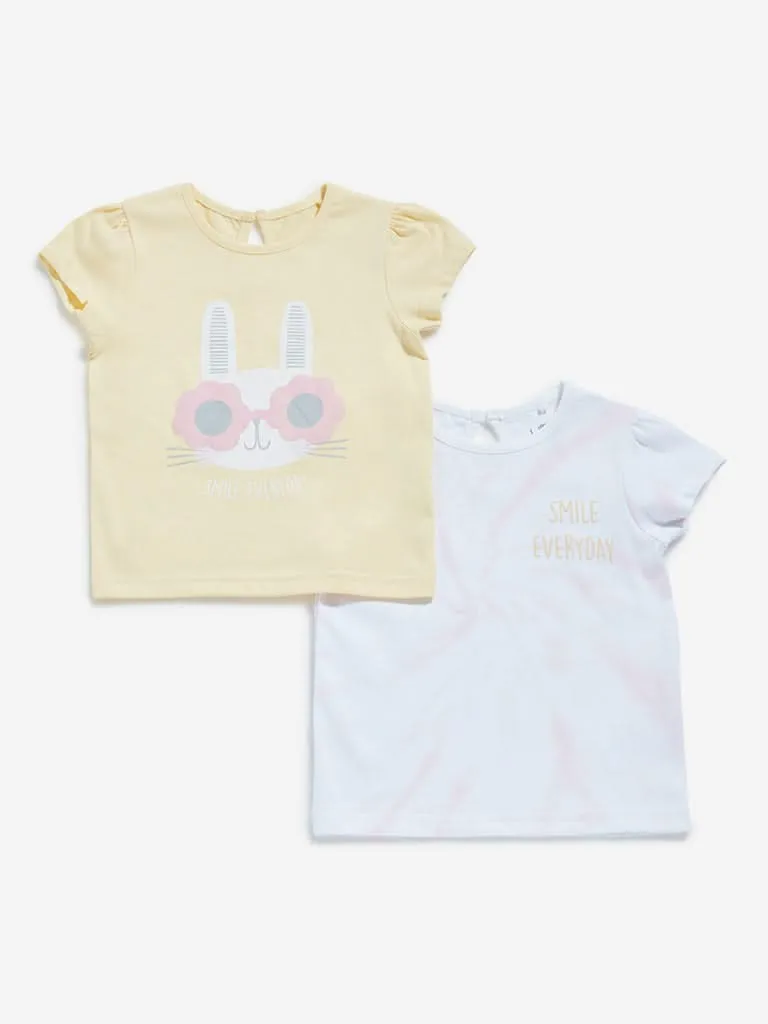 HOP Baby White & Yellow T-Shirts - Pack of 2