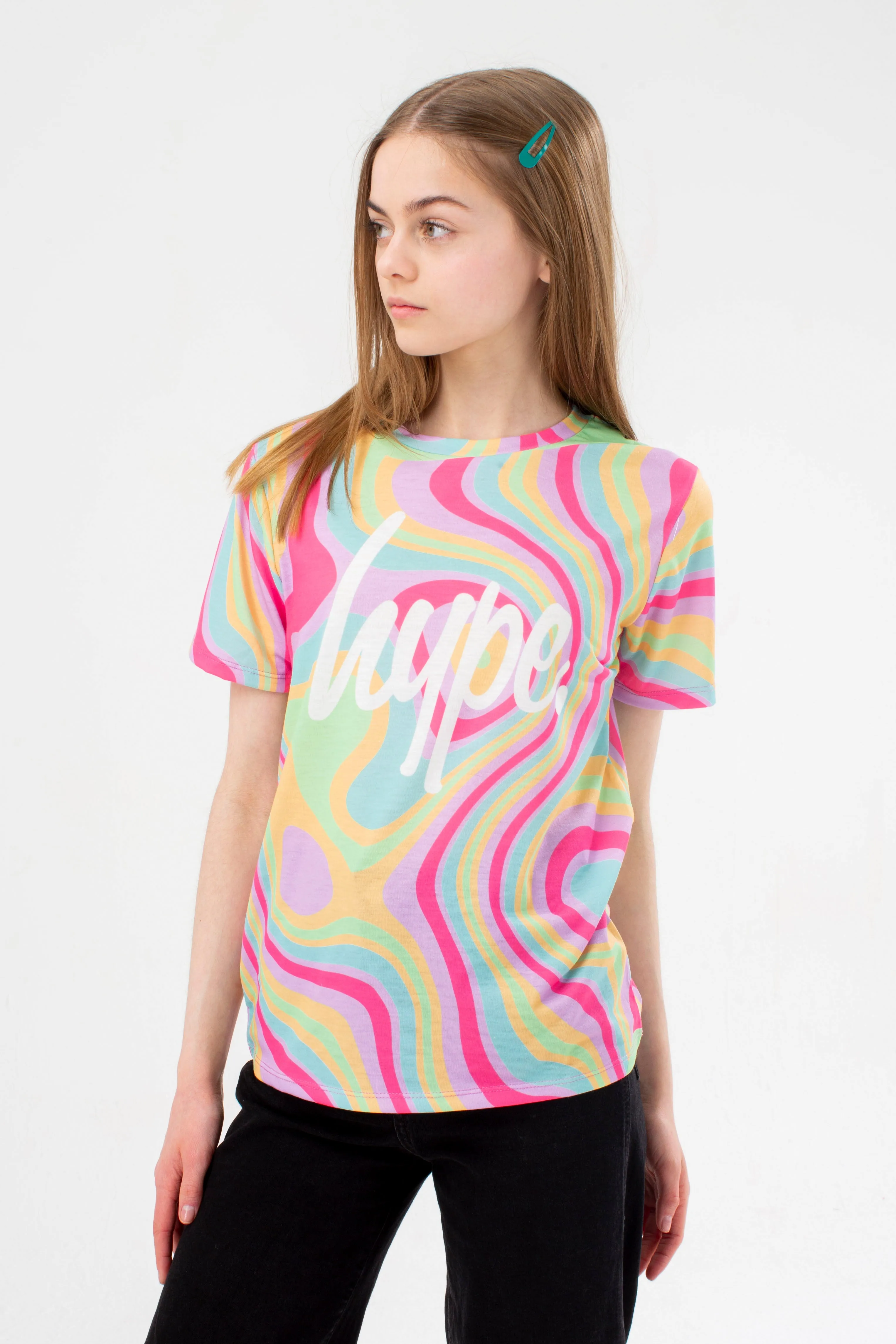 Hype Girls Pink Groovey Script T-Shirt