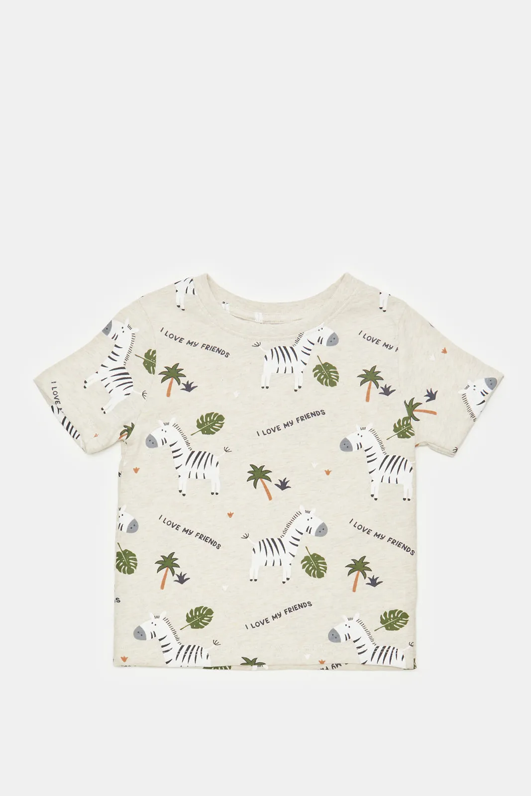 Infant Boys Ecru Printed T-Shirt