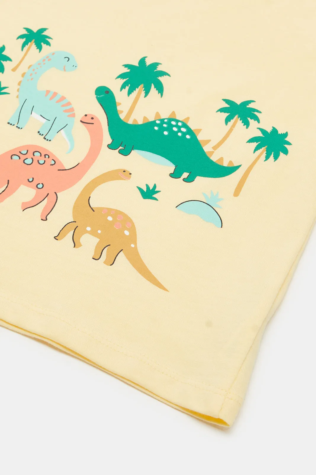 Infant Boys Yellow Dino Printed T-Shirt