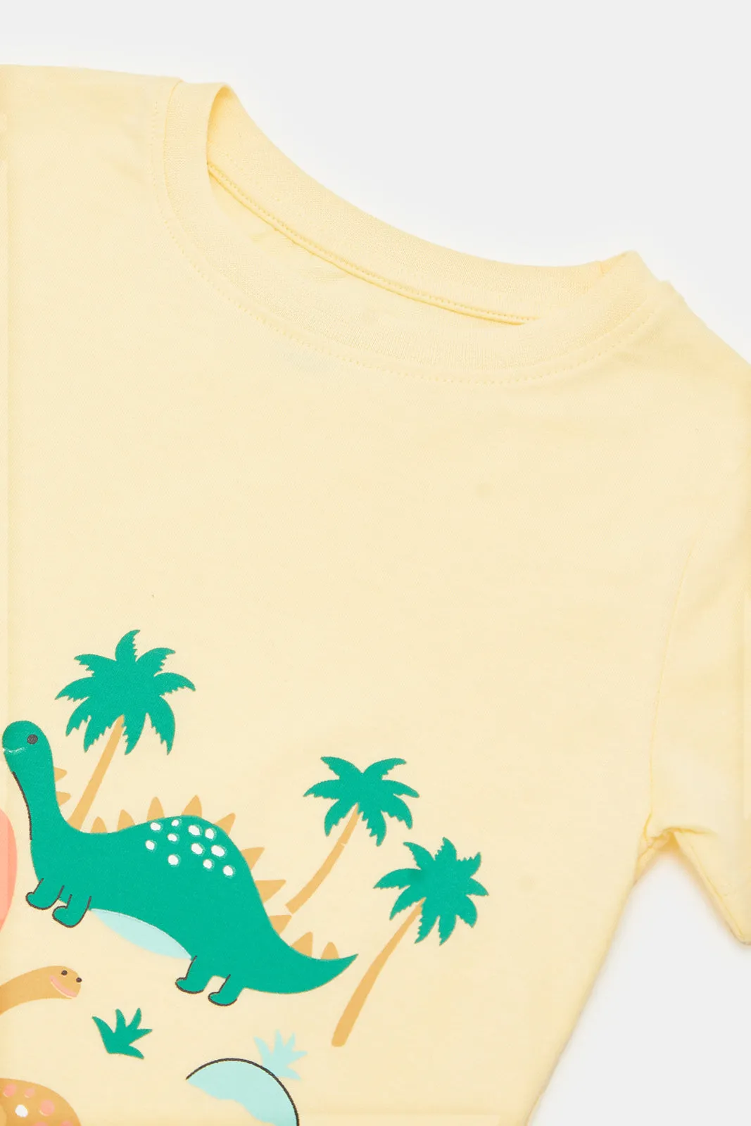 Infant Boys Yellow Dino Printed T-Shirt