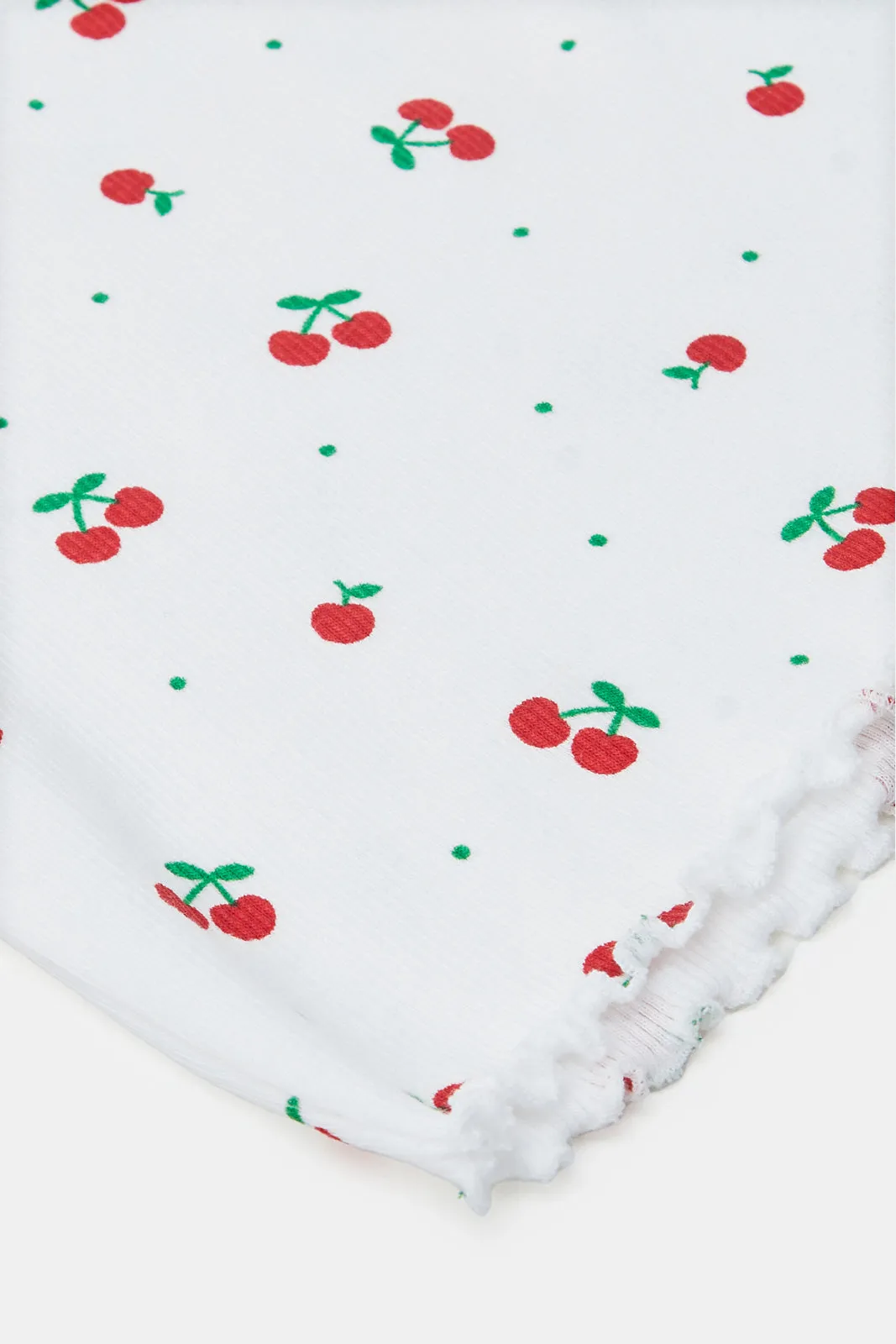 Infant Girls White Cherry All Over Print Rib T Shirt