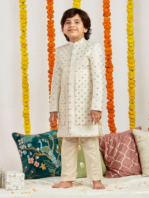 Jashvi Boys' Cream Sherwani Set