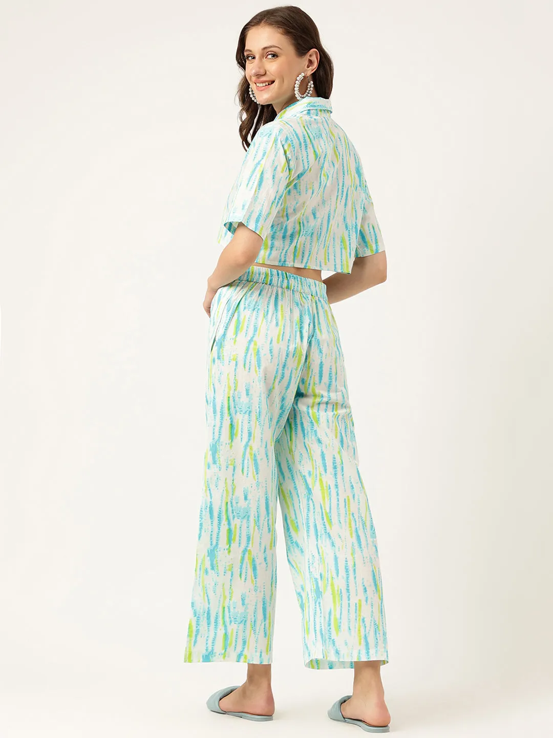 Jashvi Women Tie And Dye Pure Cotton Shirt With Trousers