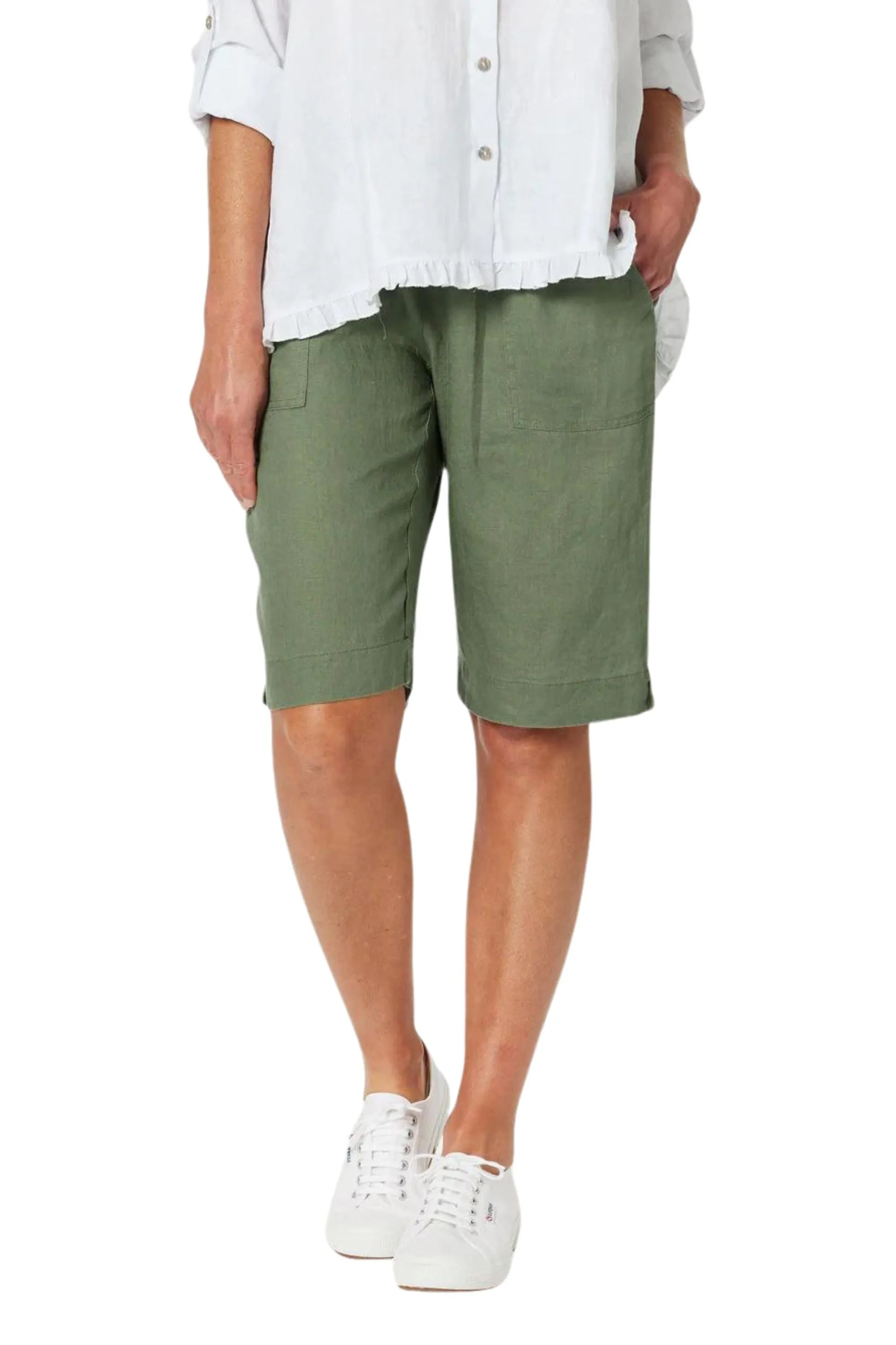 JERSEY WAIST LINEN SHORT - 43853GS