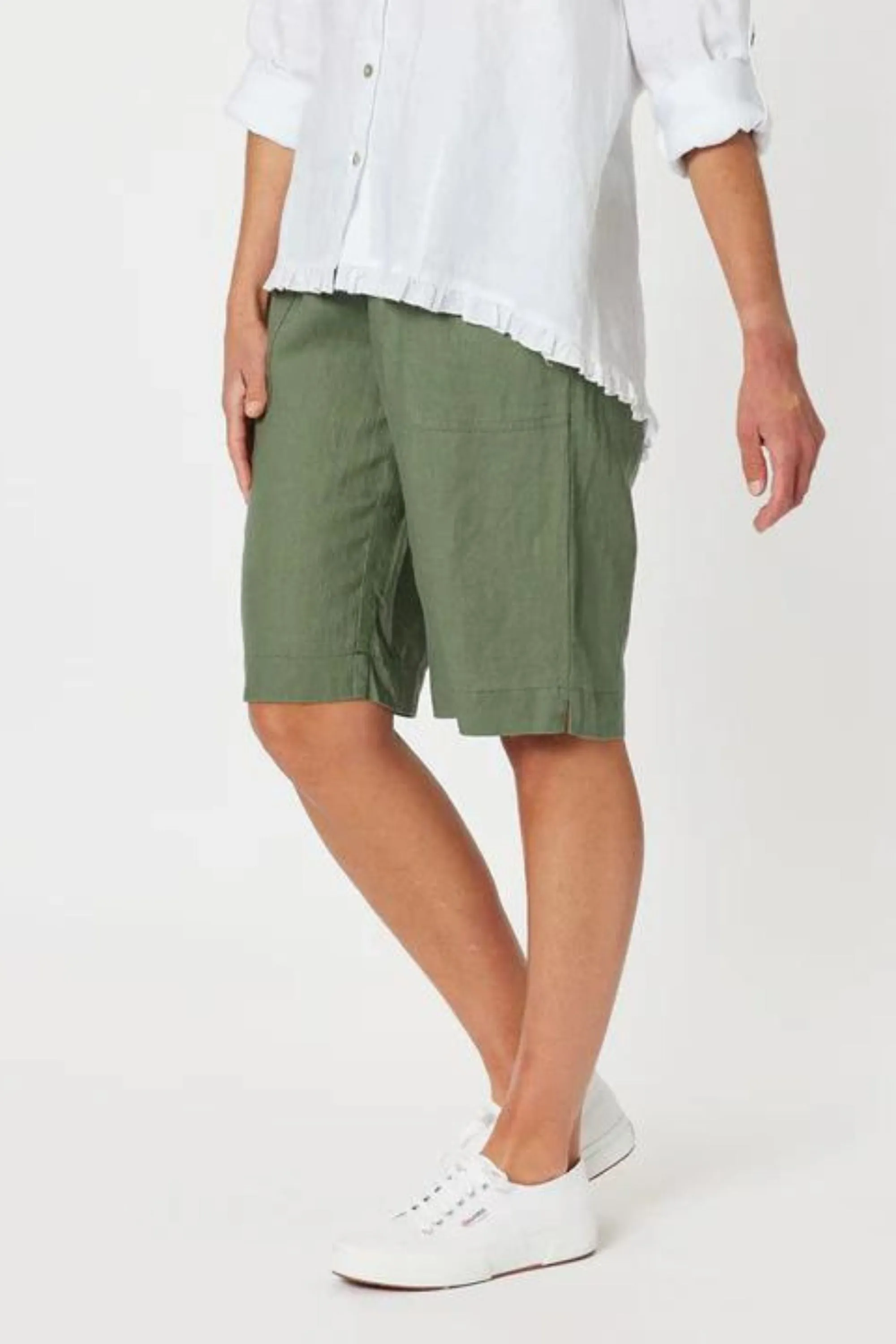 JERSEY WAIST LINEN SHORT - 43853GS