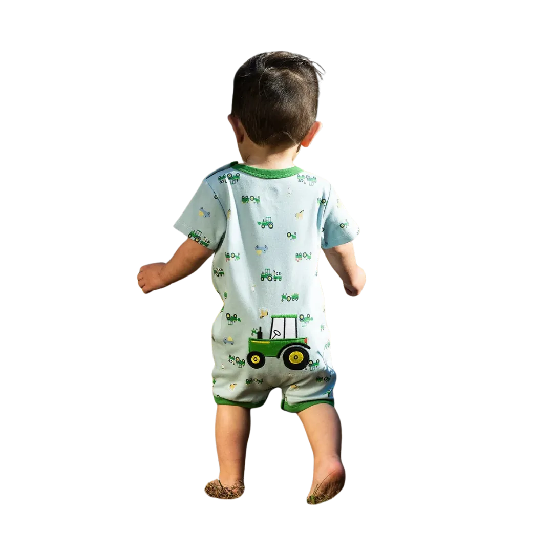 John Deere Kid's Infant Tractor Blue Green Romper