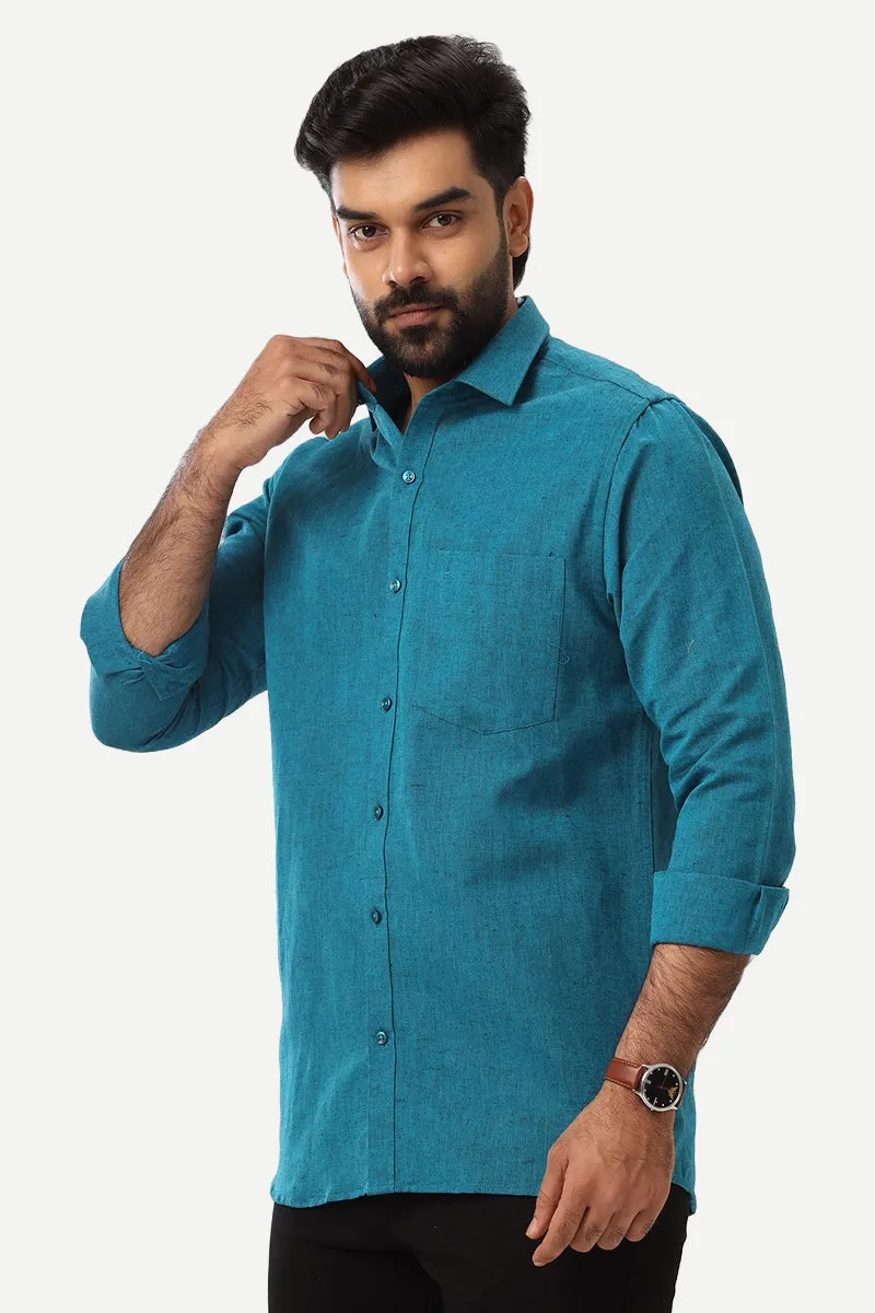 Linen Classic - Ramar Blue Formal Shirts for Mens | Uathayam