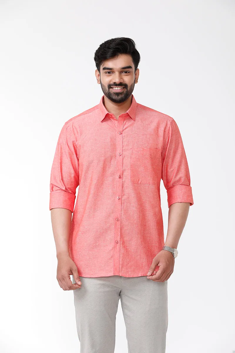 Linen Classic - Soft Red Formal Shirts for Mens | Uathayam