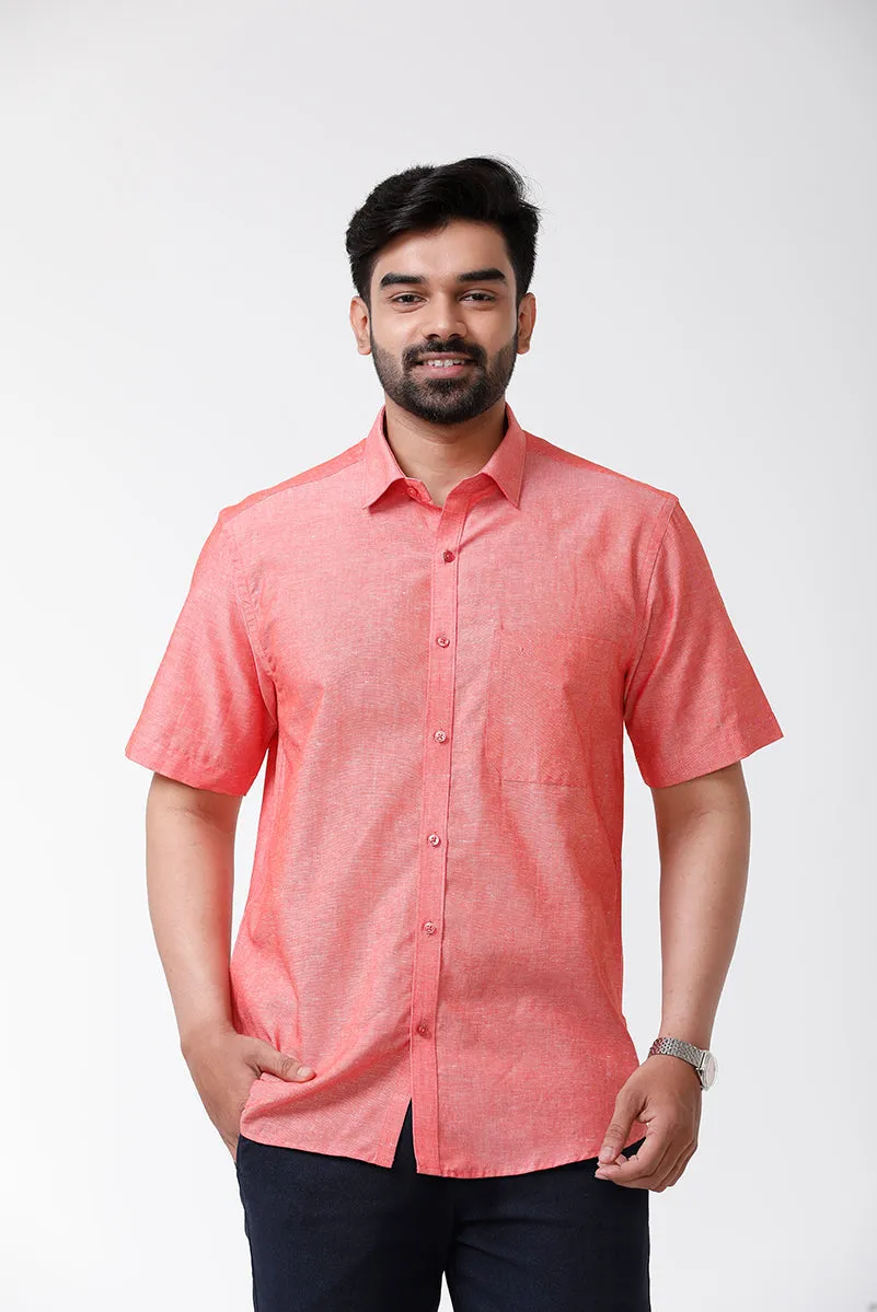 Linen Classic - Soft Red Formal Shirts for Mens | Uathayam