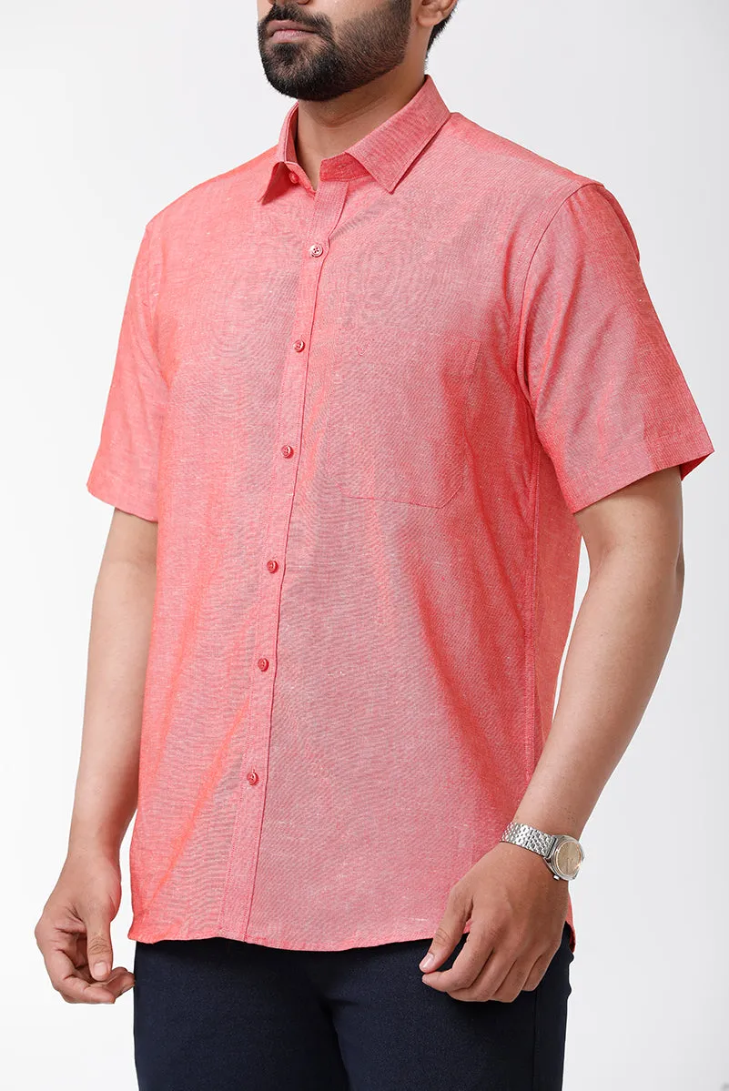 Linen Classic - Soft Red Formal Shirts for Mens | Uathayam