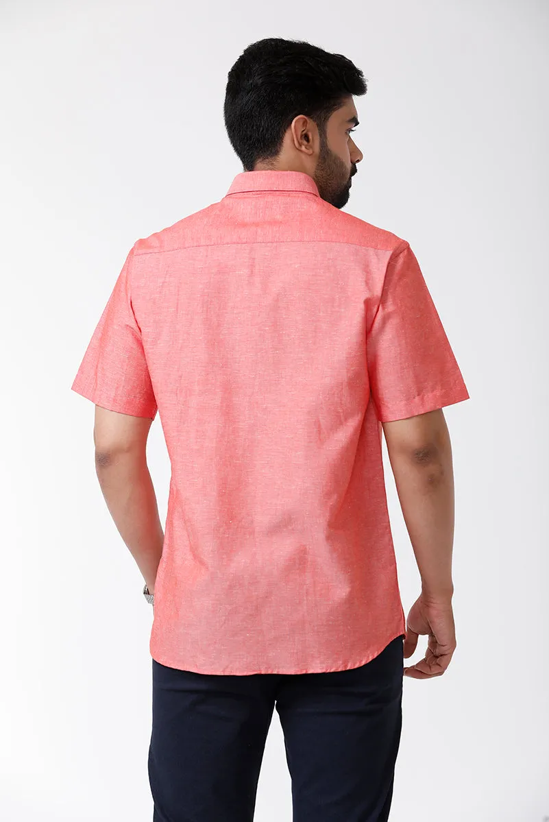 Linen Classic - Soft Red Formal Shirts for Mens | Uathayam