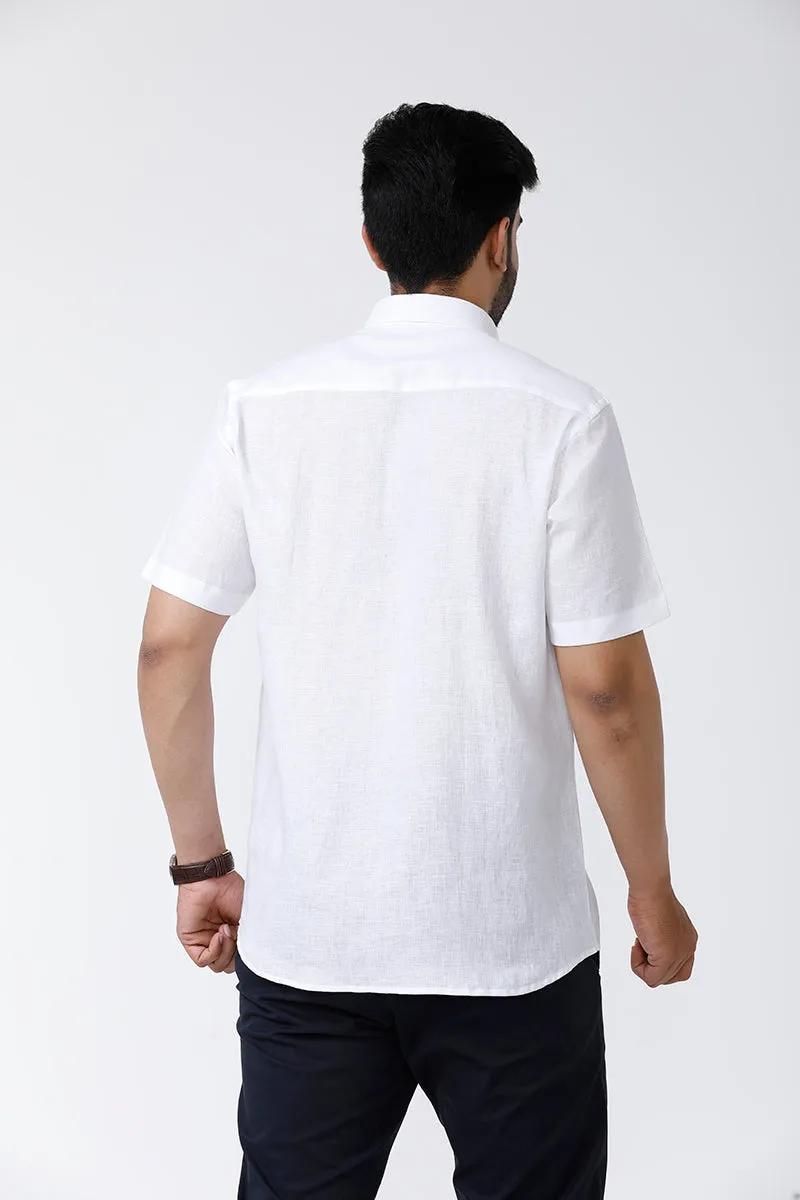 Linen Plus - Cotton Linen Formal White Shirt For Men | Uathayam