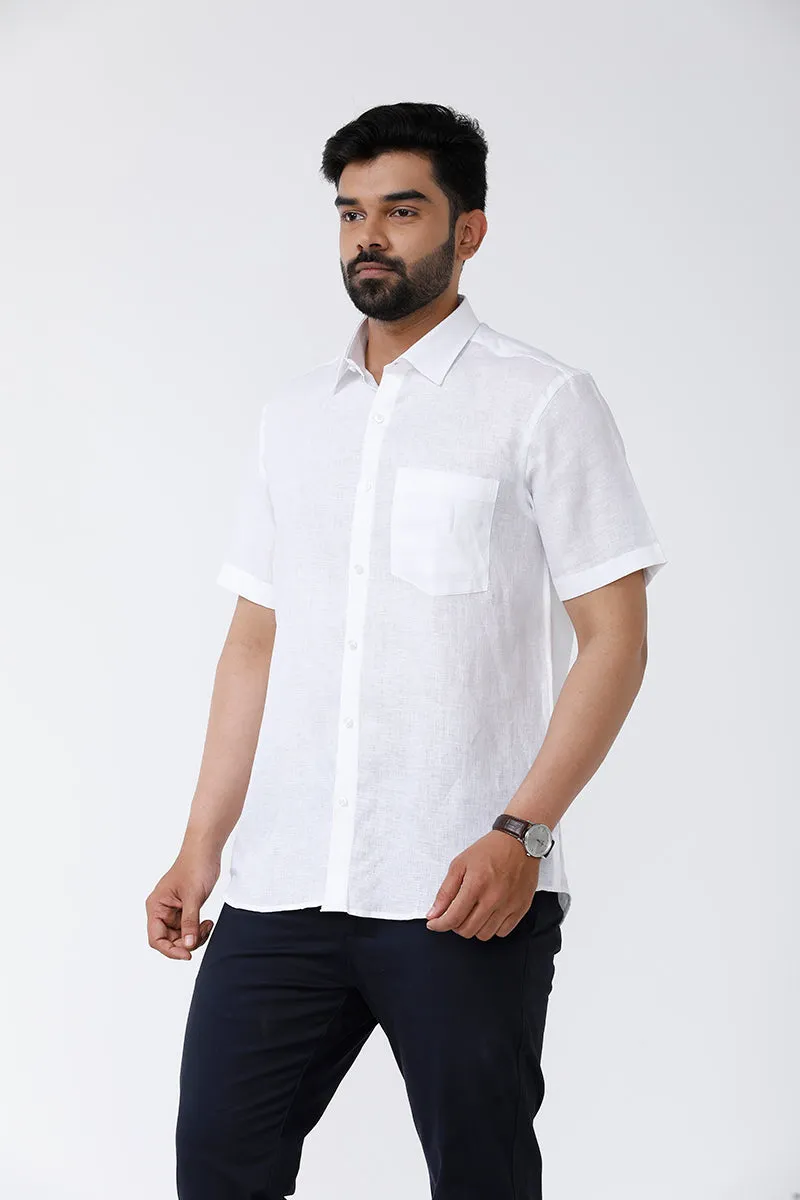 Linen Plus - Cotton Linen Formal White Shirt For Men | Uathayam