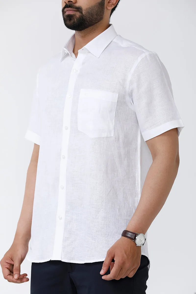 Linen Plus - Cotton Linen Formal White Shirt For Men | Uathayam