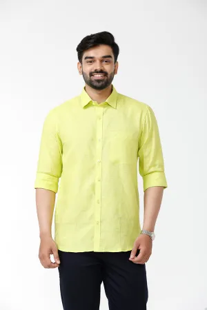 Linen Rise - Lime Yellow Formal Shirts for Mens | Uathayam