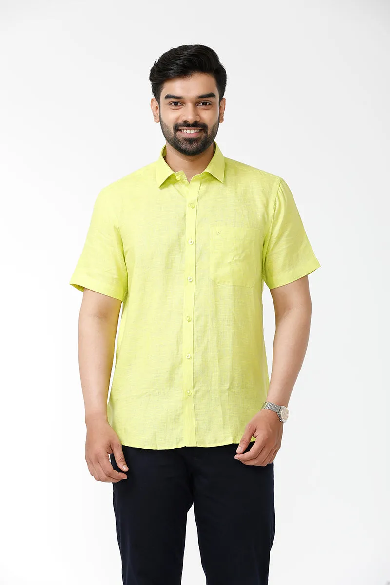 Linen Rise - Lime Yellow Formal Shirts for Mens | Uathayam