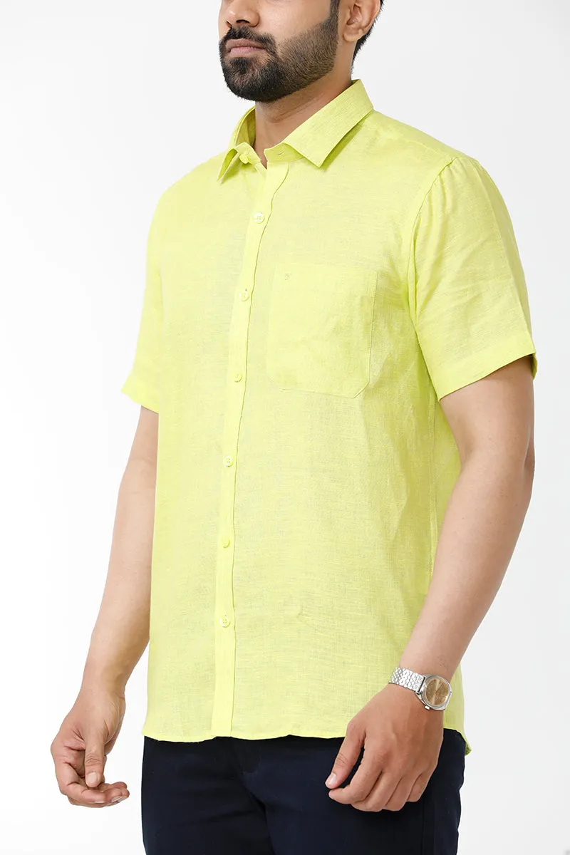 Linen Rise - Lime Yellow Formal Shirts for Mens | Uathayam