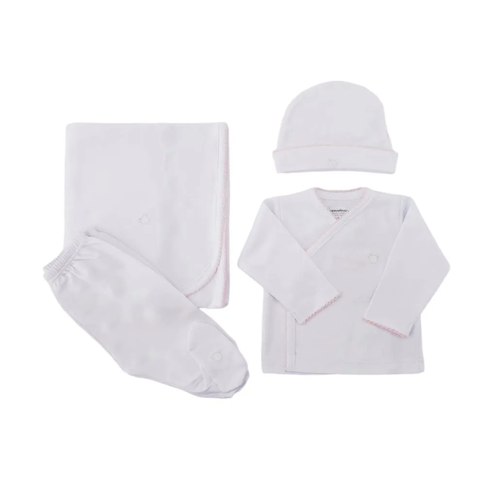 Logo Pima Cotton Set X4, White & Pink