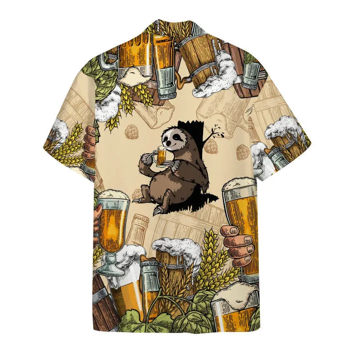 Lovelypod - 3D Sloth and Beer Custom Hawaii Shirt, Hawaiian Shirts for Men Short Sleeve Aloha Beach Shirt