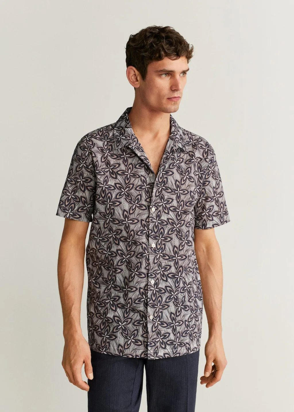 Mango Rose Regular Fit Floral Print Mens Shirt