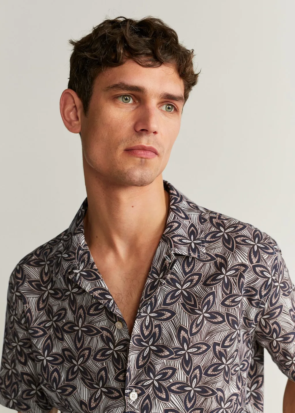 Mango Rose Regular Fit Floral Print Mens Shirt