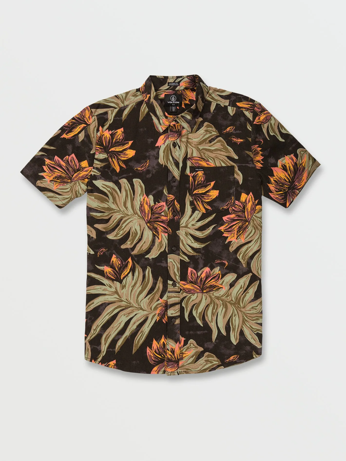 Marble Floral Short Sleeve Shirt - Rinsed Black