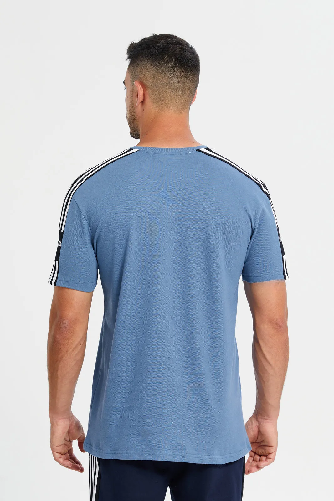 Men Blue Printed Active T-Shirt