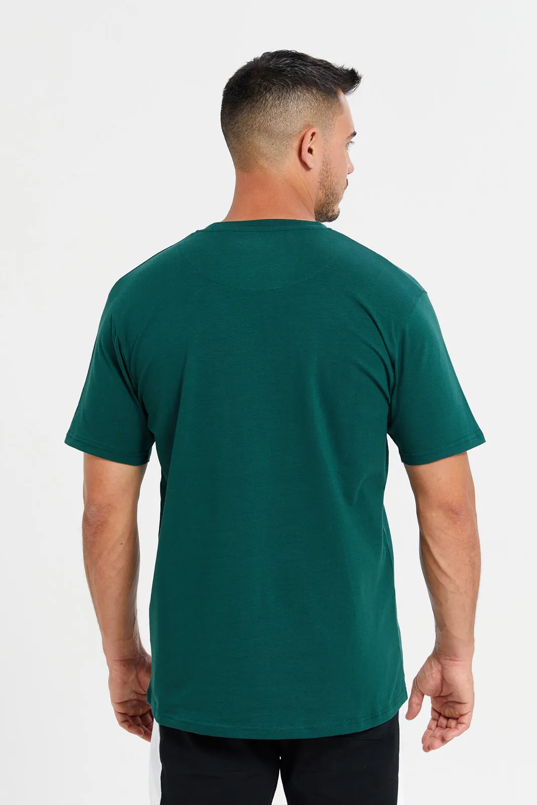 Men Green Printed Active T-Shirt