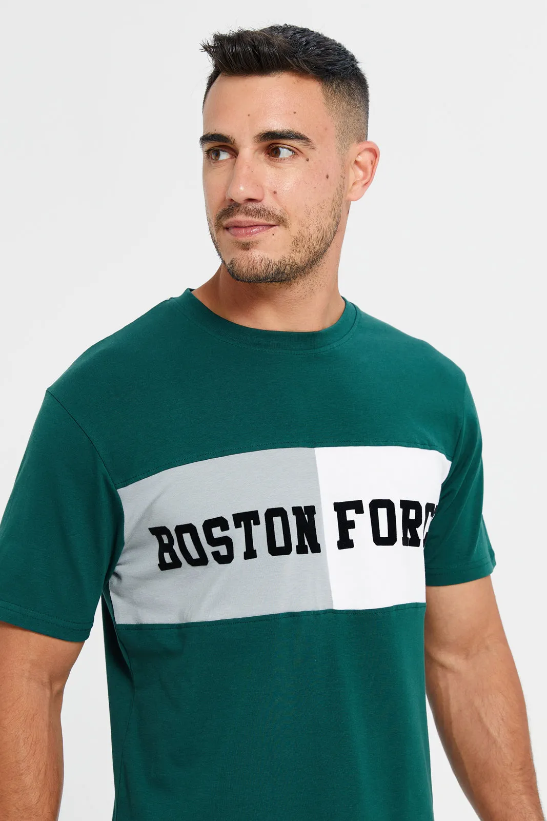 Men Green Printed Active T-Shirt